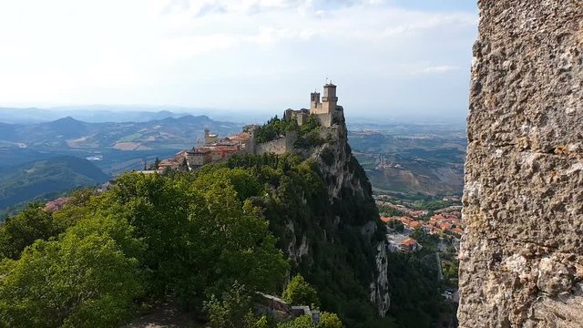 Ancient italian castle landscape with big towers