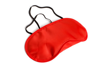 Red sleeping mask, isolated on white background