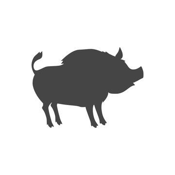 Silhouette of the wild boar icon or logo