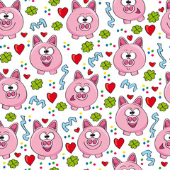 Muster Glücksschwein Party - cartoon-IT