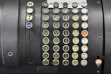 detail of old historic cash register