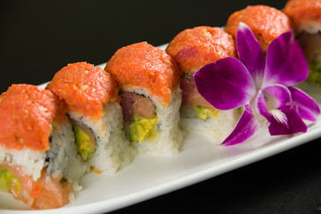Sushi on a white plate