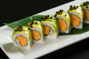 Sushi on a white plate