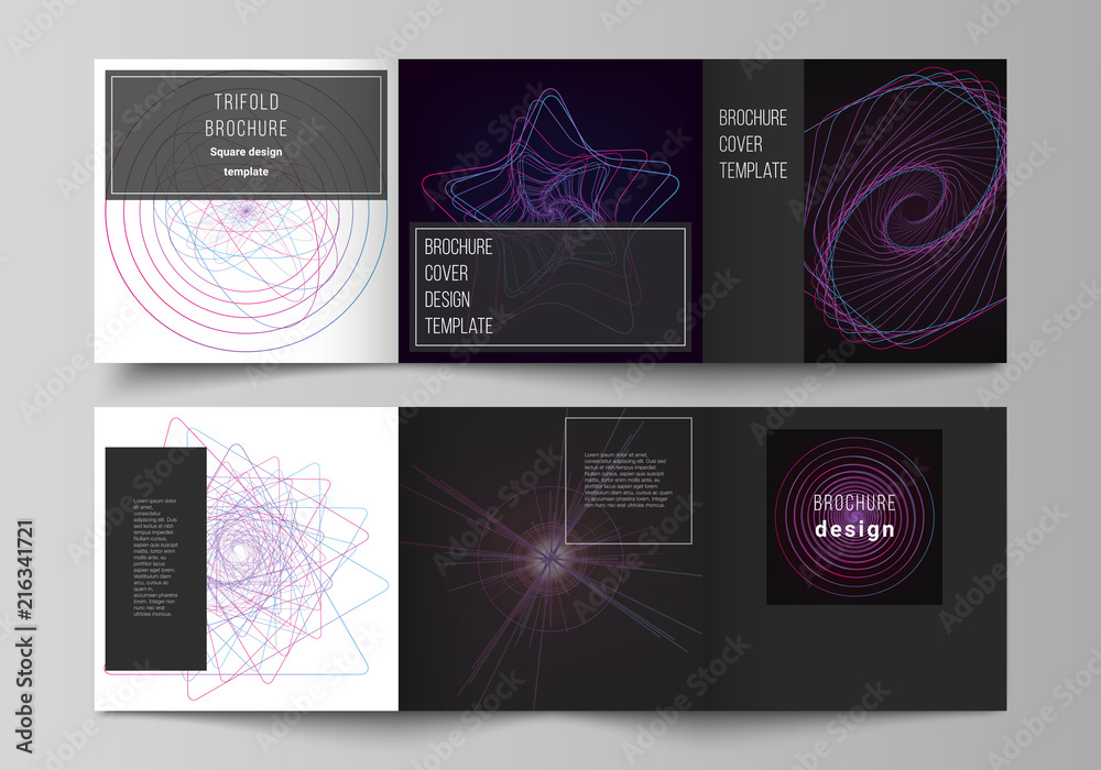 Poster vector layout of two square format covers design templates for trifold square brochure, flyer. rando