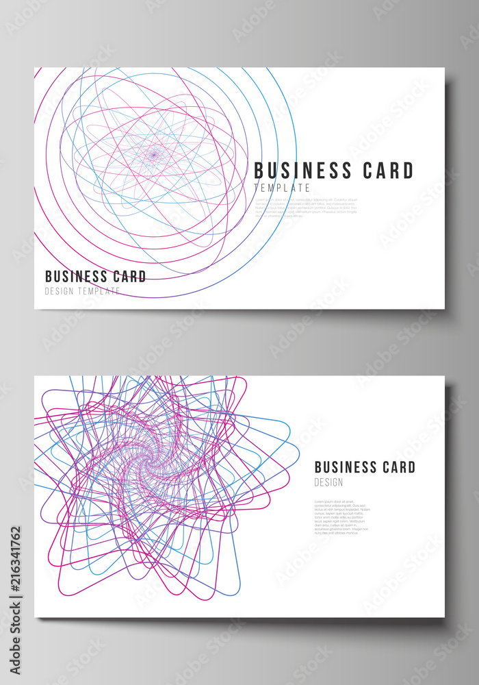 Poster vector illustration of the editable layout of two creative business cards design templates. random c