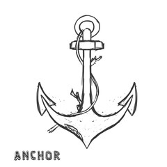 anchor illustration  rope color yellow texture geometric element armature ocean ship boat Matrosov Roger's anchor Matrosov iron cargo print card old vintage clip art on white background