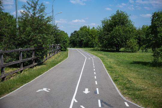 Bicycle and pedestrian asphalt road