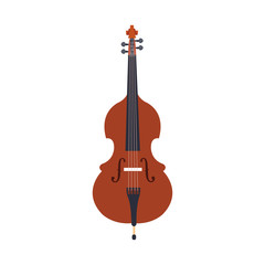Fototapeta na wymiar Double bass icon. Vector illustration of brown double bass isolated on a white background. Stringed musical instrument 
