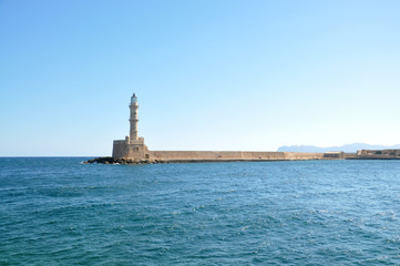 Fototapeta na wymiar Crete harbour lighthouse 
