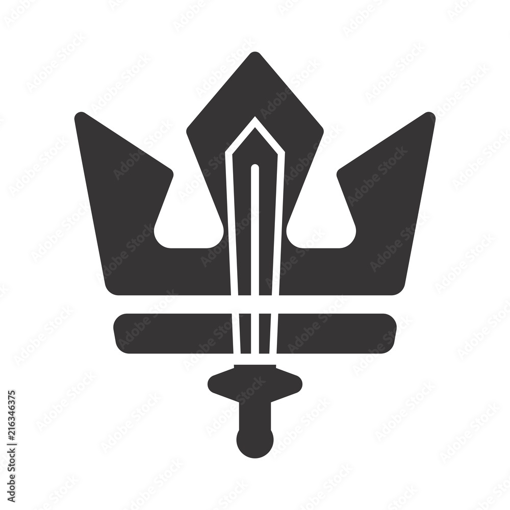 Poster Sword logo. Knight Icon. Warrior Symbol. Vector eps 08.