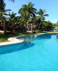 Pool landscape at a Caribbean tropical resort.