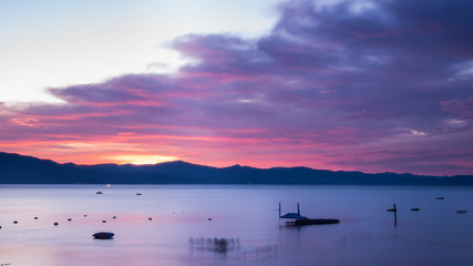Obraz premium South Tahoe main beach dock panorama 