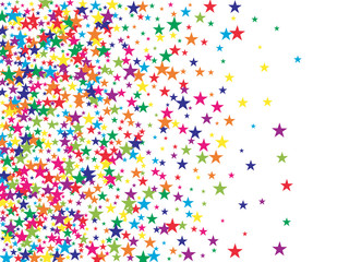 Rainbow Stars Confetti Vector Magic Cosmic Garland. Magic Christmas Lights, Gamour Sparkles, Glitter for Birthday Party Celebration. New Year Holiday Falling Down Stars Confetti, Festival Fireworks.