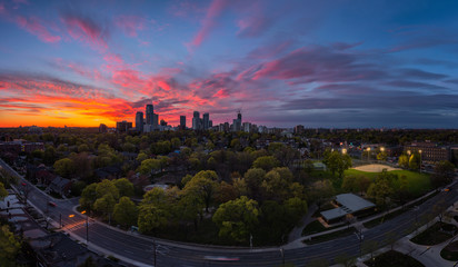 Naklejka premium Midtown Toronto Panorama during Sunset
