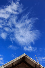 roof wooden house old on sky background