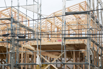 木造新築住宅　建設現場　イメージ　