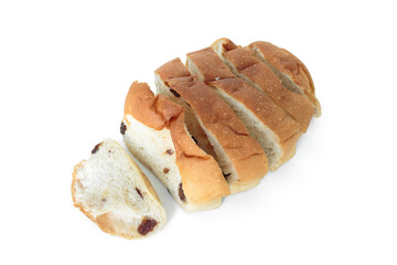 raisin bread sweet food on white background