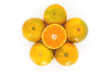 orange slice fruit fresh on white background