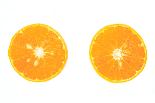 orange slice fruit fresh on white background
