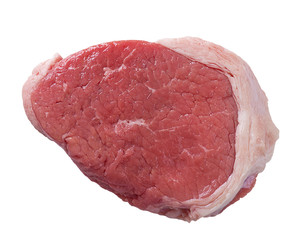 Raw beef steak on white background