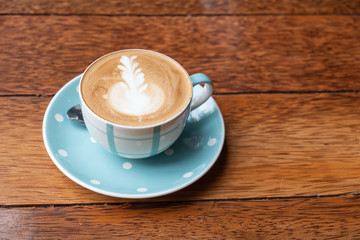 latte coffee on wood