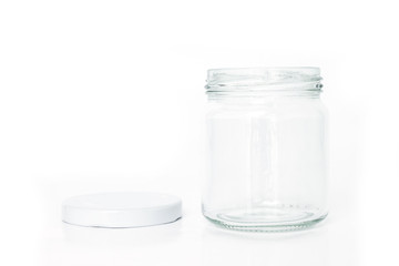 glass jar empty on white background