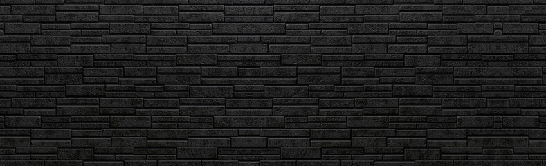 Panorama de fond de mur en pierre noire