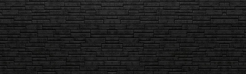 Crédence de cuisine en verre imprimé Pierres Panorama de fond de mur en pierre noire