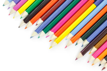 colored pencils drawing multicolored border on white background