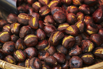 Heap of roasted chestnut 