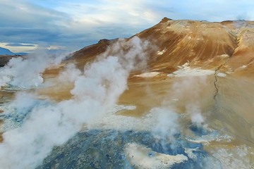 Iceland. Geothermal site in the area of Lake Myvatn. The photos are taken from the Phantom 3 quadrupter.