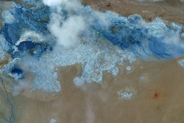 Iceland. Geothermal site in the area of Lake Myvatn. The photos are taken from the Phantom 3 quadrupter.