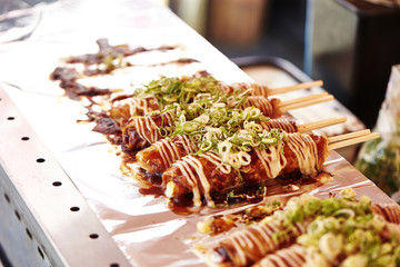 Japanese skewered okonomiyaki 