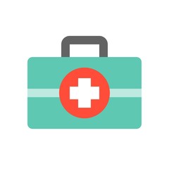 first aid kit, medical and hospital related flat design icon set