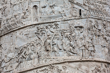 Detail from Trajan's column in Rome, which was built by the emperor Trajan to commemorate his...