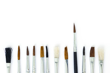 Fototapeta premium paint brush set tool art on white background