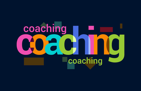 Coaching Colorful Overlapping Vector Letter Design Dark Background