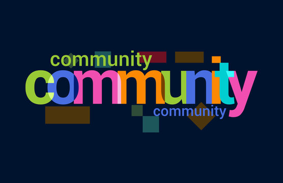 Community Colorful Overlapping Vector Letter Design Dark Background