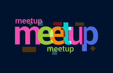 Meet up Colorful Overlapping Vector Letter Design Dark Background