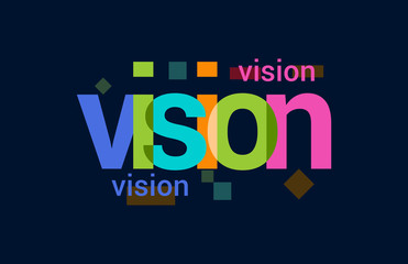 Vision Colorful Overlapping Vector Letter Design Dark Background