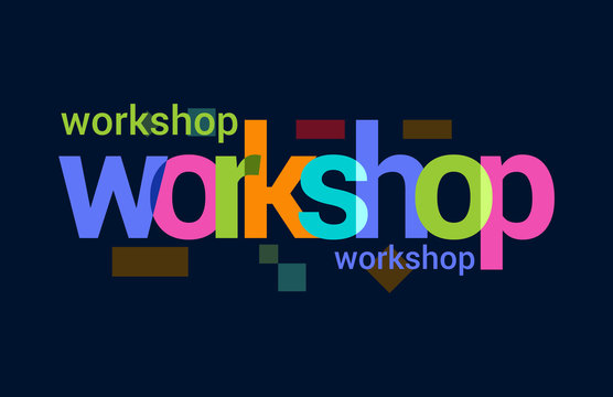 Workshop Colorful Overlapping Vector Letter Design Dark Background