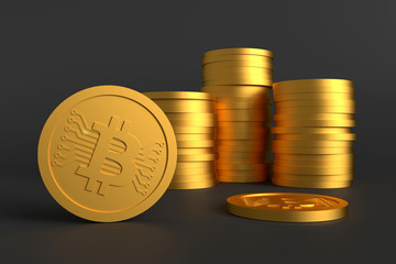 Bitcoin. 3D rendering.