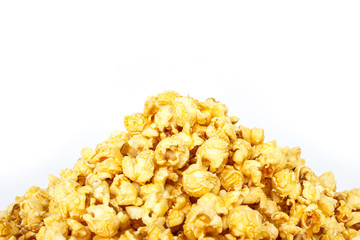popcorn pile on white background
