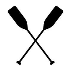 Foto op Canvas Two boat paddles or canoe oars flat vector icon for nautical apps and websites © martialred