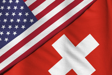 Flag of Switzerland. Flag of the United States of America.