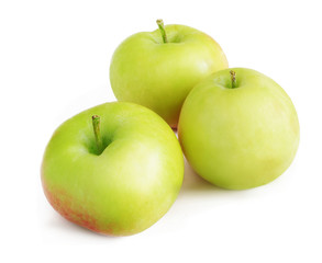 Green apples on a white background with a shadow (1)
