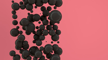 Black spheres of random size on red background