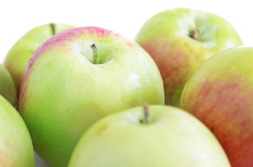 Green apples on a white background with a shadow (3).