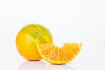 orange slice fruit fresh on white background