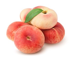 Flat peach isolated on white background, clipping path, full depth of field